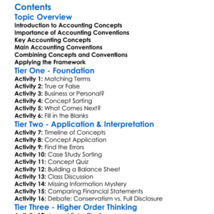 Accounting Concepts And Conventions Worksheet Activity Booklet