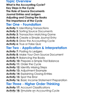 Accounting Cycles Worksheet Activity Booklet