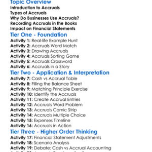 Accounting For Accruals Worksheet Activity Booklet