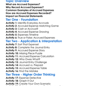 Accounting For Accrued Expenses Worksheet Activity Booklet