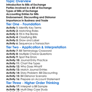 Accounting For Bills Of Exchange Worksheet Activity Booklet