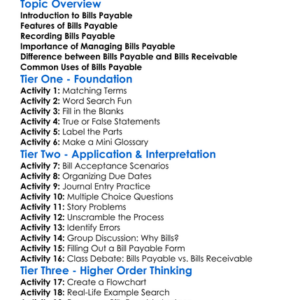 Accounting For Bills Payable Worksheet Activity Booklet