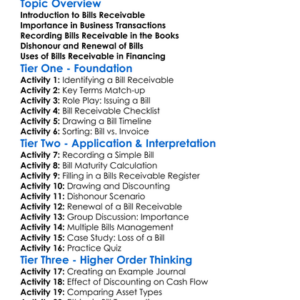 Accounting For Bills Receivable Worksheet Activity Booklet