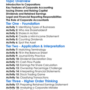 Accounting For Corporations Worksheet Activity Booklet