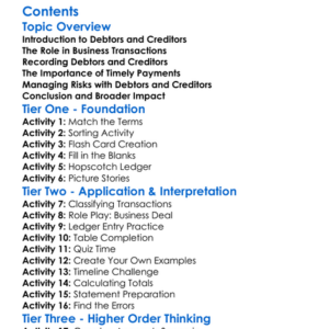 Accounting For Debtors And Creditors Worksheet Activity Booklet
