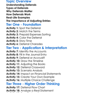 Accounting For Deferrals Worksheet Activity Booklet