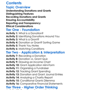 Accounting For Donations And Grants Worksheet Activity Booklet