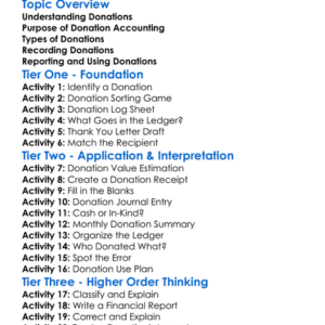 Accounting For Donations Worksheet Activity Booklet