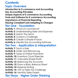 Accounting For E-Commerce Businesses Worksheet Activity Booklet