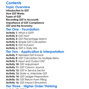 Accounting For Goods And Services Tax Gst Worksheet Activity Booklet