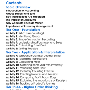 Accounting For Goods Bought And Sold Worksheet Activity Booklet