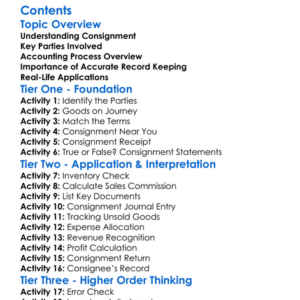 Accounting For Goods On Consignment Worksheet Activity Booklet