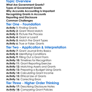 Accounting For Government Grants Worksheet Activity Booklet