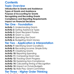 Accounting For Grants And Government Assistance Worksheet Activity Booklet