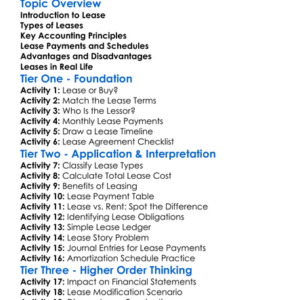Accounting For Lease Worksheet Activity Booklet