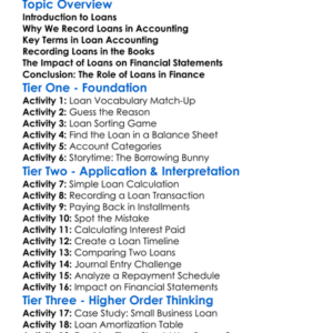 Accounting For Loans Worksheet Activity Booklet