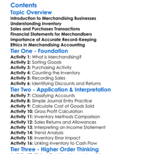 Accounting For Merchandising Businesses Worksheet Activity Booklet