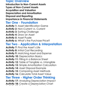 Accounting For Non-Current Assets Worksheet Activity Booklet