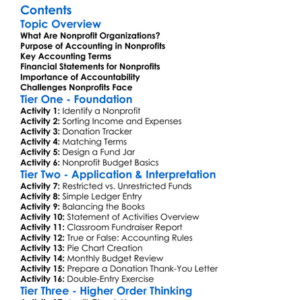 Accounting For Nonprofit Organizations Worksheet Activity Booklet