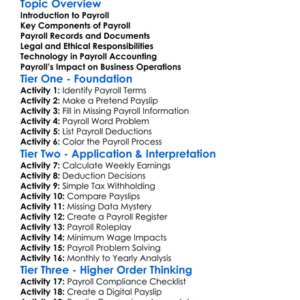 Accounting For Payroll Worksheet Activity Booklet