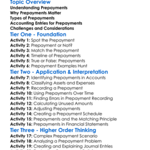 Accounting For Prepayments Worksheet Activity Booklet