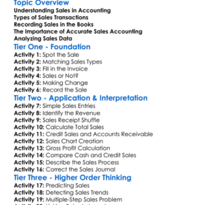 Accounting For Sales Worksheet Activity Booklet