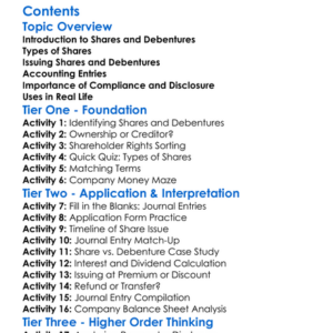 Accounting For Shares And Debentures Worksheet Activity Booklet