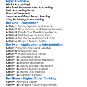 Accounting For Small Businesses Worksheet Activity Booklet