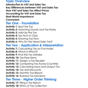 Accounting For Vat And Sales Tax Worksheet Activity Booklet