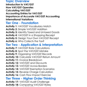 Accounting For Vatgst Worksheet Activity Booklet