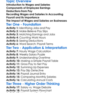 Accounting For Wages And Salaries Worksheet Activity Booklet