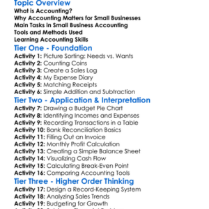 Accounting In Small Businesses Worksheet Activity Booklet