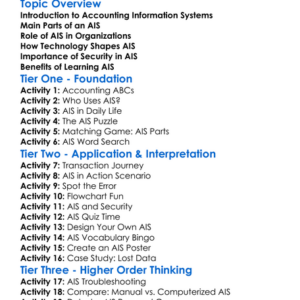 Accounting Information Systems Worksheet Activity Booklet