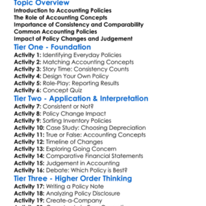 Accounting Policies And Concepts Worksheet Activity Booklet