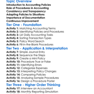 Accounting Policies And Procedures Worksheet Activity Booklet