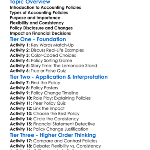 Accounting Policies Worksheet Activity Booklet