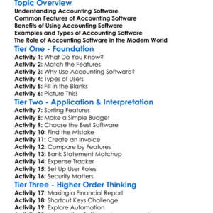 Accounting Software Introduction Worksheet Activity Booklet