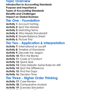 Accounting Standards Worksheet Activity Booklet