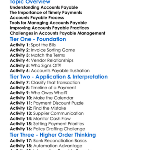 Accounts Payable Management Worksheet Activity Booklet
