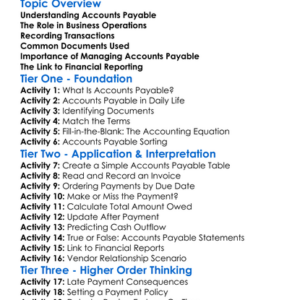 Accounts Payable Worksheet Activity Booklet