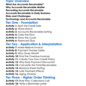 Accounts Receivable Worksheet Activity Booklet