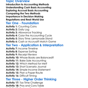 Accrual Vs Cash Basis Accounting Worksheet Activity Booklet