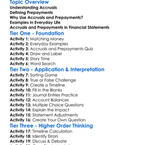 Accruals And Prepayments Worksheet Activity Booklet