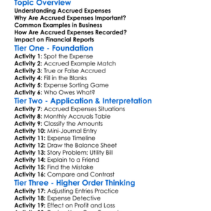Accrued Expenses Worksheet Activity Booklet
