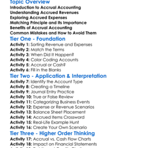 Accrued Revenues And Expenses Worksheet Activity Booklet
