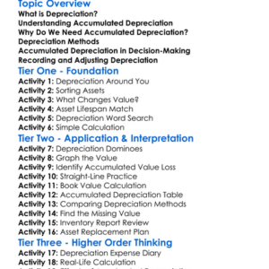 Accumulated Depreciation Worksheet Activity Booklet