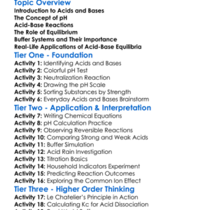 Acid-Base Equilibria Worksheet Activity Booklet