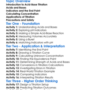 Acid-Base Titration Worksheet Activity Booklet