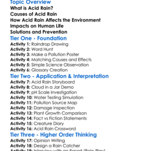 Acid Rain And Its Effects On Life Worksheet Activity Booklet