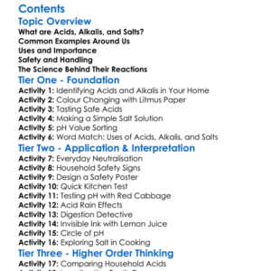 Acids Alkalis And Salts In Everyday Life Worksheet Activity Booklet